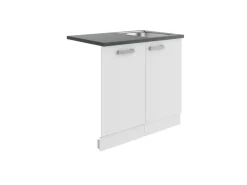 Best Optifit Oslo214 Küchen-Spülenschrank-Set Feinstruktur Weiß