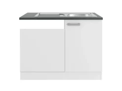 Best Optifit Oslo214 Küchen-Spülenschrank-Set Feinstruktur Weiß