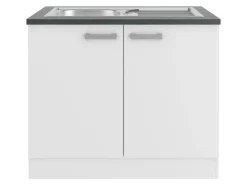 Optifit Gefrierschränke|Kühlschränke<Oslo214 Küchen-Spülenunterschrank 100 cm Feinstruktur Weiß