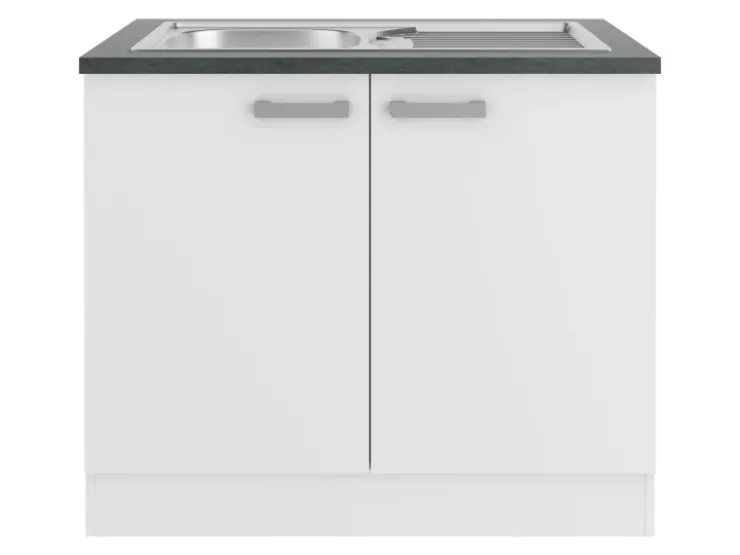 Optifit Gefrierschränke|Kühlschränke<Oslo214 Küchen-Spülenunterschrank 100 cm Feinstruktur Weiß
