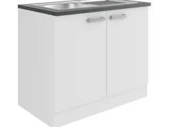 Optifit Gefrierschränke|Kühlschränke<Oslo214 Küchen-Spülenunterschrank 100 cm Feinstruktur Weiß