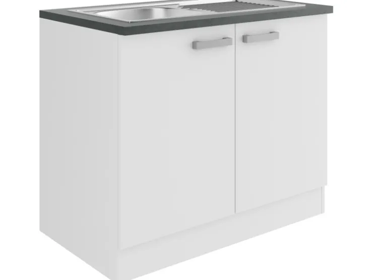 Optifit Gefrierschränke|Kühlschränke<Oslo214 Küchen-Spülenunterschrank 100 cm Feinstruktur Weiß