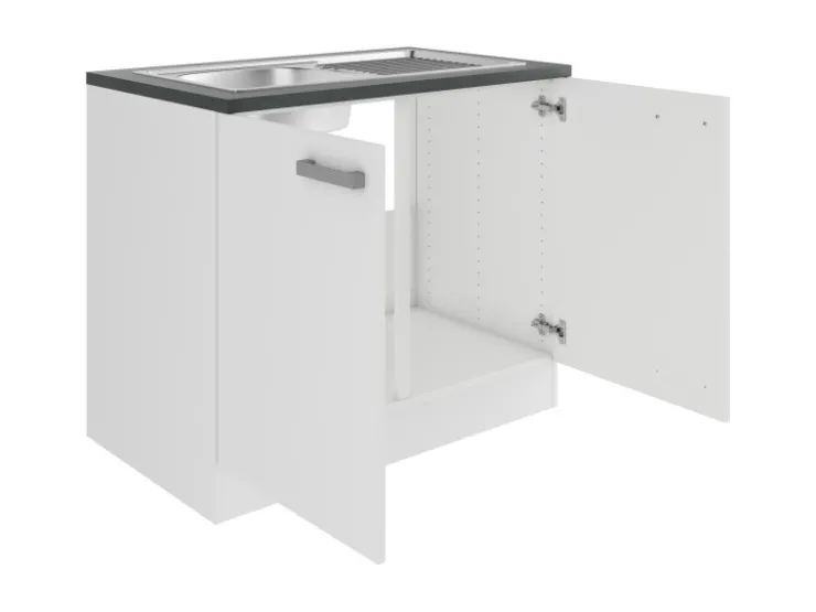 Optifit Gefrierschränke|Kühlschränke<Oslo214 Küchen-Spülenunterschrank 100 cm Feinstruktur Weiß