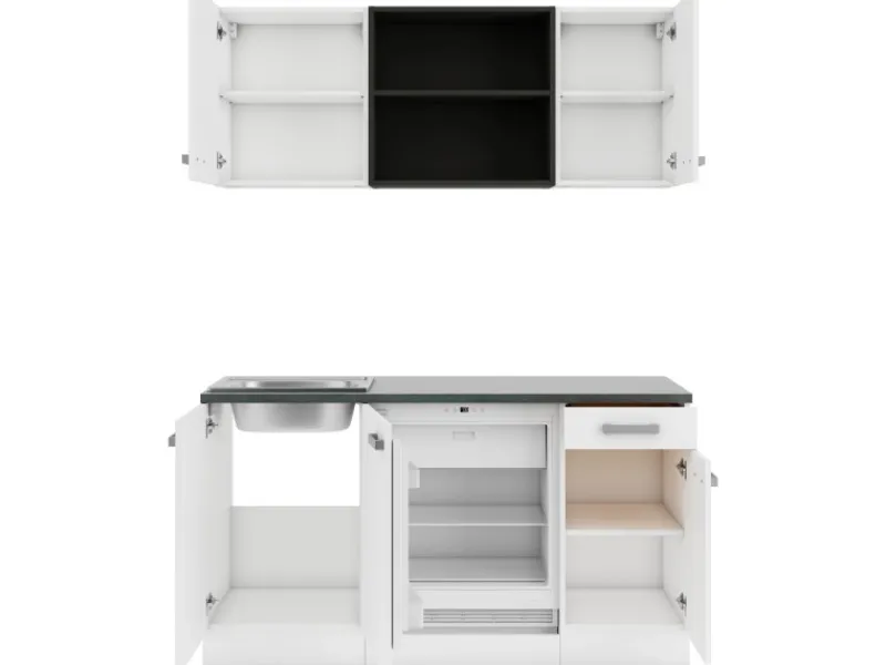 Best Oslo214 Miniküche 150 cm Weiß Miniküchen|Kochfelder