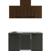 Best Rimini409/Madrid420 Miniküche 150 cm Rillendekor Nussbaum/ Anthrazit Miniküchen|Kochfelder