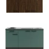 Discount Rimini409/Verona405 Miniküche 150 cm Rillendekor Nussbaum / Steingrün Miniküchen|Kochfelder