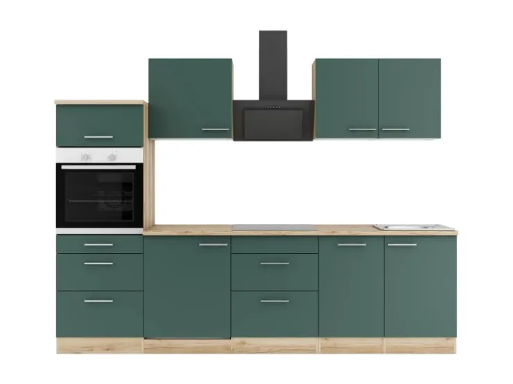 Best Optifit Savona405 Küchenzeile 270 cm Steingrün