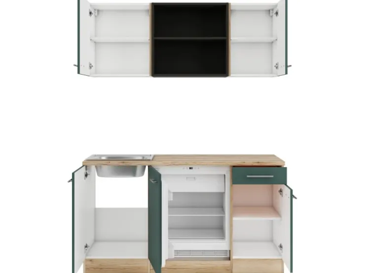 Sale Optifit Savona405 Miniküche 150 cm Steingrün