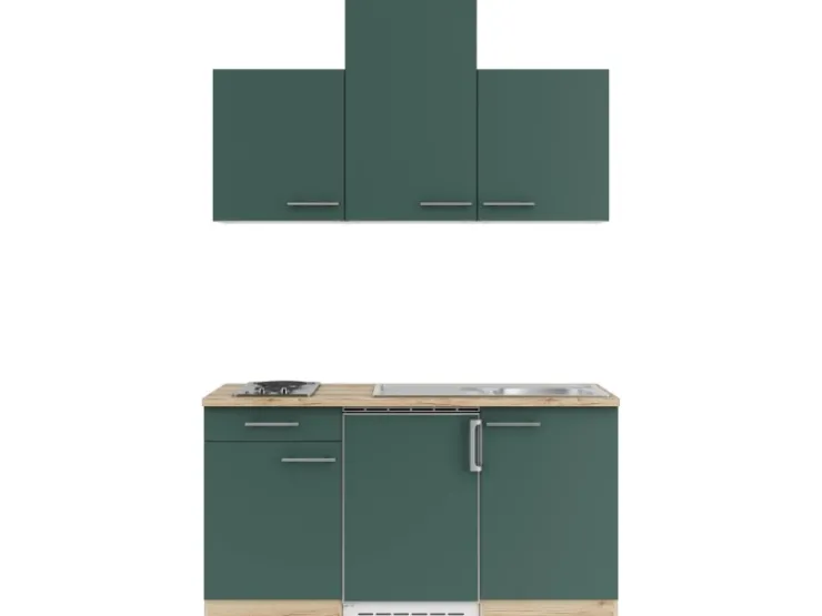 Best Optifit Savona405 Miniküche 150 cm Steingrün
