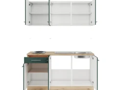 Discount Savona405 Miniküche 150 cm Steingrün Miniküchen|Kochfelder