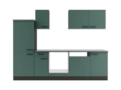 Sale Verona405 Küchenzeile 270 cm ohne E-Geräte Steingrün Kühlschränke