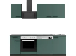 Verona405 Küchenzeile 210 cm Steingrün Winkelküchen|Einbauküchen