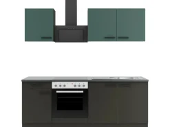Best Verona405/Madrid420 Küchenzeile 210 cm Steingrün / Anthrazit Herde|Kochfelder