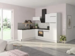 Clearance Winkelküche Optikoncept Arvid ohne E-Geräte 270 cm Weiß Gefrierschränke|Einbauküchen