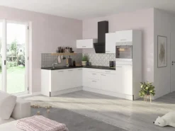 Winkelküche Optikoncept Bengt ohne E-Geräte 270 cm Weiß Winkelküchen|Einbauküchen