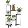 Outlet Outsunny  Pflanzenständer Metall Schwarz 60L x 40B x 80H cm