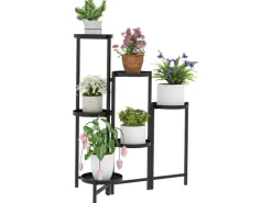 Outlet Outsunny Pflanzenständer Metall Schwarz 60L x 40B x 80H cm