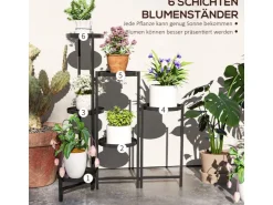 Outlet Outsunny Pflanzenständer Metall Schwarz 60L x 40B x 80H cm