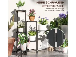 Outlet Outsunny Pflanzenständer Metall Schwarz 60L x 40B x 80H cm