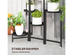 Outlet Outsunny Pflanzenständer Metall Schwarz 60L x 40B x 80H cm