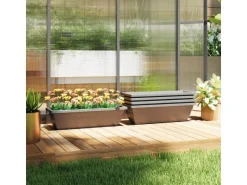Best Outsunny Pflanztöpfe Kunststoff  5er Set Blumentopf aus Kunststoff Grau