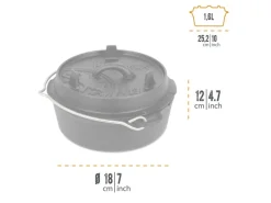 New Dutch Oven FT3 Schwarz mit planem Boden 1,6 l Töpfe