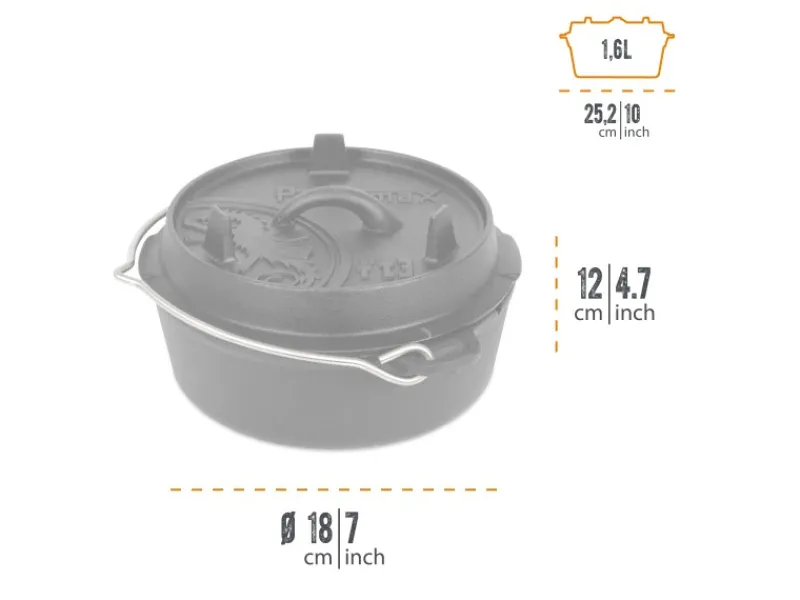 New Dutch Oven FT3 Schwarz mit planem Boden 1,6 l Töpfe