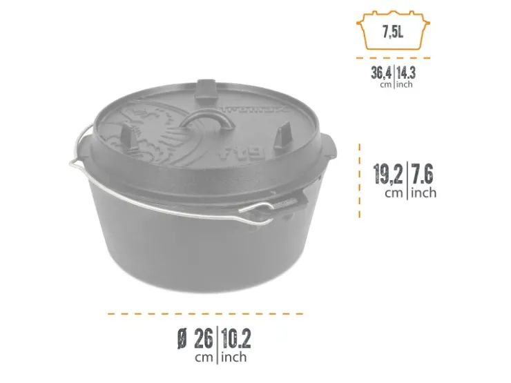 Petromax Dutch Oven FT9-T Schwarz mit planem Boden 7,5 l Ø 23,9 cm
