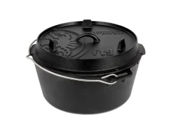 Petromax Pfannen|Töpfe<Dutch Oven Set FT9-T-Scrub Schwarz mit planem Boden 7,5 l Ø 23,9 cm