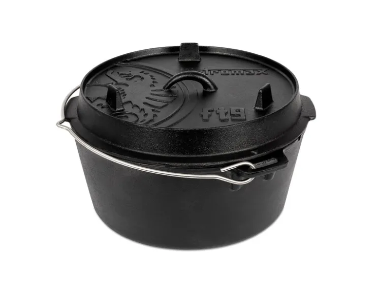 Petromax Pfannen|Töpfe<Dutch Oven Set FT9-T-Scrub Schwarz mit planem Boden 7,5 l Ø 23,9 cm