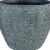 Töpfe<Pflanztopf Faserton Kreise Dunkelgrau Bemalt Ø 37 x 30 cm