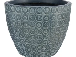 Töpfe<Pflanztopf Faserton Kreise Dunkelgrau Bemalt Ø 37 x 30 cm