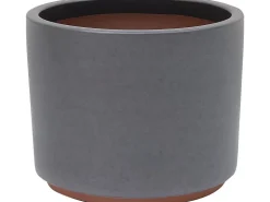 Töpfe<Pflanztopf Keramik 32 cm x 32 cm x 26 cm Anthrazitschwarz