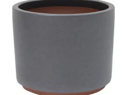 Töpfe<Pflanztopf Keramik 39 cm x 32 cm x 32 cm Anthrazitschwarz