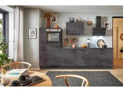 Sale Pino Küchenzeile 290cm Beton Grafitgrau Anschlag L 1 Geräte-. 1 Seitenschrank
