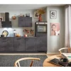 Clearance Pino Küchenzeile 250 cm Beton Grafitgrau Anschlag rechts 1 Geräteschrank