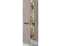 Outlet Küchenzeile 280cm Beton Perlgrau Anschlag R 1 Geräte-, 1 Apothekerschrank Kühlschränke