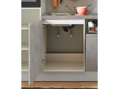 Pino Kühlschränke<Küchenzeile 310cm Beton Perlgrau Anschlag L 1 Geräte-, 1 Apothekerschrank