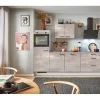 Online Küchenzeile 280 cm Beton Perlgrau Anschlag links 1 Geräteschrank Kochfelder