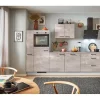 Best Küchenzeile 280cm Beton Perlgrau Anschlag L 1 Geräte-, 1 Apothekerschrank Winkelküchen