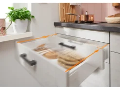 Küchenzeile 180 cm Beton Weißgrau Anschlag rechts 1 Geräteschrank Kühlschränke