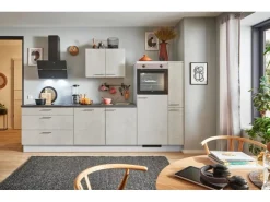 Outlet Pino Küchenzeile 290cm Beton Weißgrau Anschlag rechts 1 Geräte-. 1 Seitenschrank