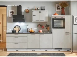 Outlet Pino Küchenzeile 290cm Beton Weißgrau Anschlag rechts 1 Geräte-. 1 Seitenschrank