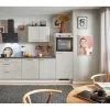 Küchenzeile 250 cm Beton Weißgrau Anschlag rechts 1 Geräteschrank Kühlschränke