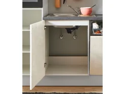 Discount Pino Küchenzeile 260 cm Beton Weißgrau Anschlag links 1 Geräteschrank