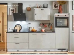 Hot Pino Küchenzeile 270 cm Beton Weißgrau Anschlag rechts 1 Geräteschrank