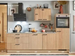 Clearance Küchenzeile 280 cm Eiche Aviva Anschlag rechts 1 Geräteschrank Kühlschränke