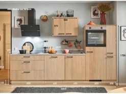 Pino Kühlschränke<Küchenzeile 290 cm Eiche Aviva Anschlag rechts 1 Geräte-. 1 Seitenschrank