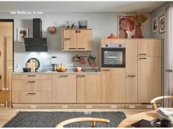 Clearance Küchenzeile 360cm Eiche Aviva Anschlag rechts 1 Geräte-, 1 Apothekerschrank Kochfelder