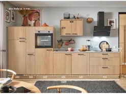 Pino Kochfelder|Kühlschränke<Küchenzeile 360 cm Eiche Aviva Anschlag links 1 Geräte-, 1 Apothekerschrank